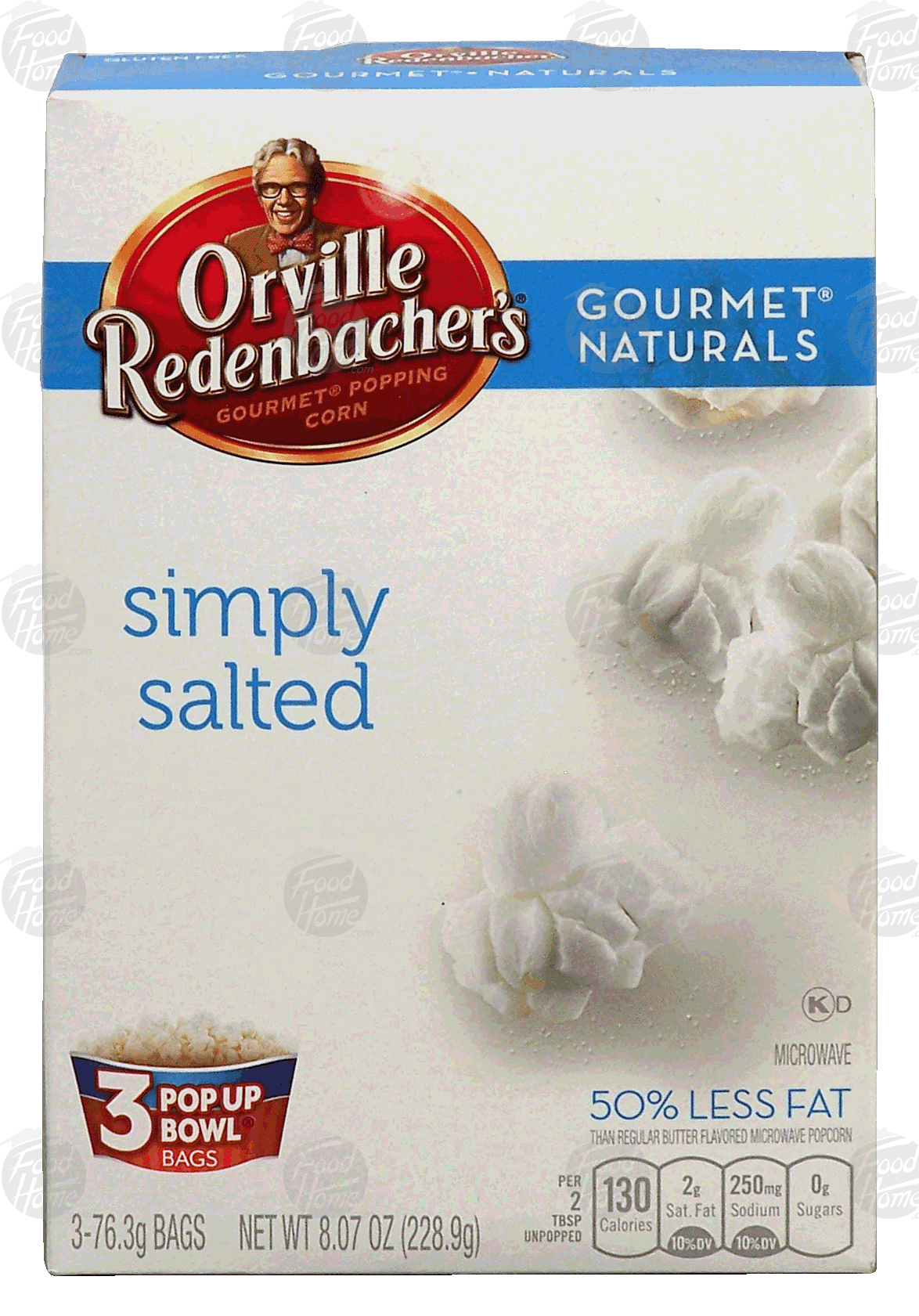 Orville Redenbacher's Gourmet Naturals simply salted, 50% less fat, 3 pop up bowl bags Full-Size Picture